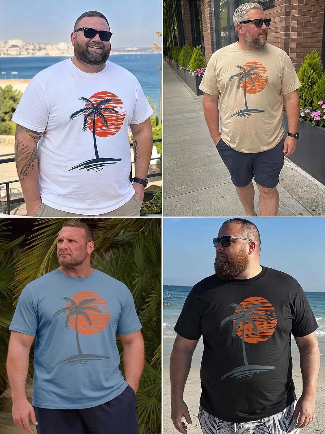image:imageRuncati Mens Big and Tall Short Sleeve Shirts Graphic Palm Tree TShirt 3xlt5xltPlus SizeCrewneckSummerBeachHawaiian Vintage TeesSkin FriendlyDurableBlack