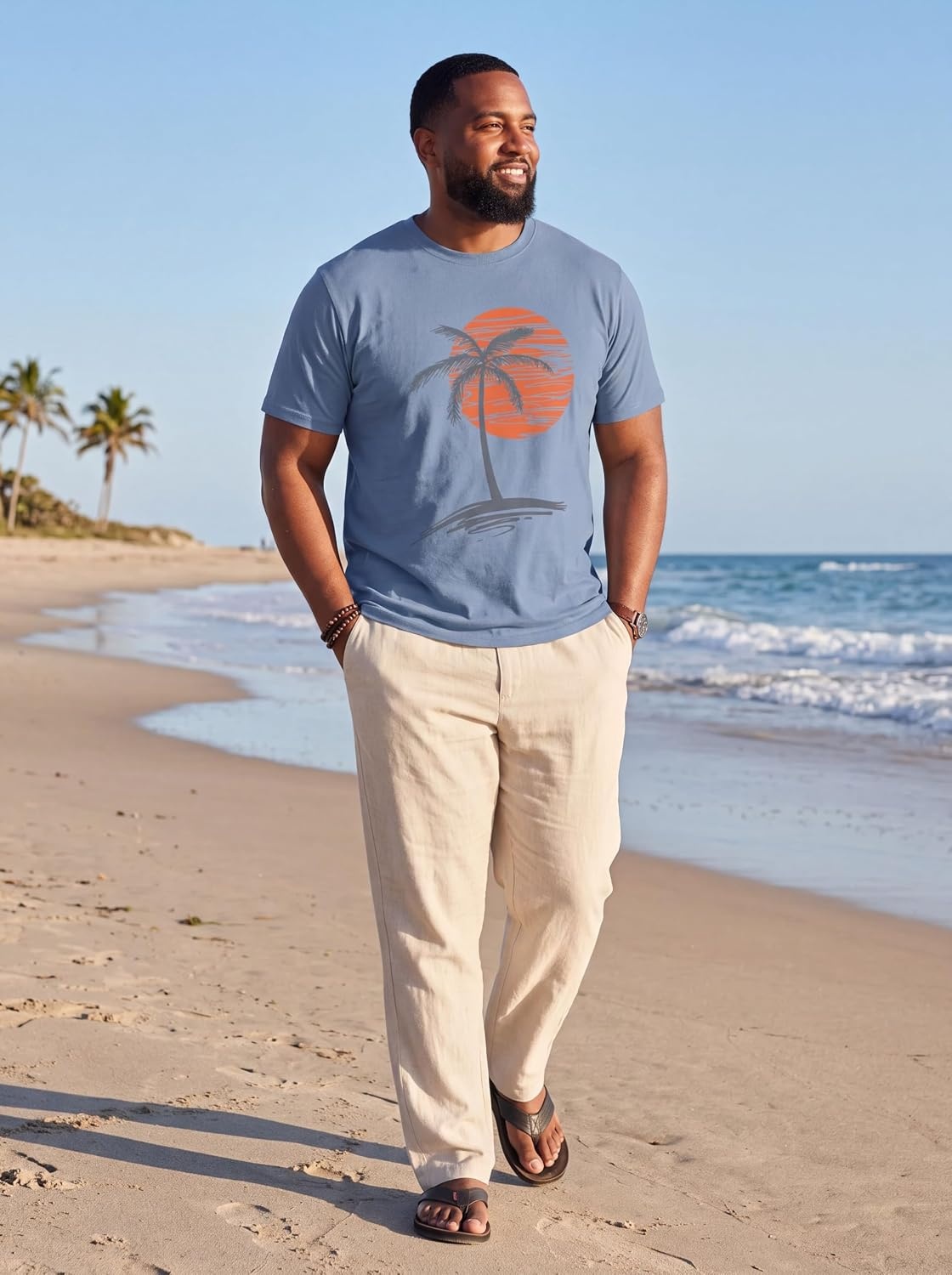 image:imageRuncati Mens Big and Tall Short Sleeve Shirts Graphic Palm Tree TShirt 3xlt5xltPlus SizeCrewneckSummerBeachHawaiian Vintage TeesSkin FriendlyDurableBlue