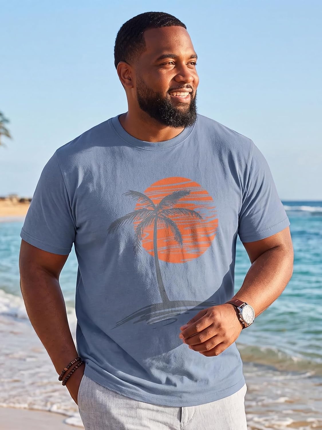 image:imageRuncati Mens Big and Tall Short Sleeve Shirts Graphic Palm Tree TShirt 3xlt5xltPlus SizeCrewneckSummerBeachHawaiian Vintage TeesSkin FriendlyDurableBlue