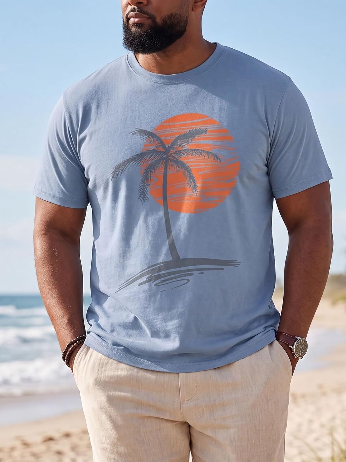 image:imageRuncati Mens Big and Tall Short Sleeve Shirts Graphic Palm Tree TShirt 3xlt5xltPlus SizeCrewneckSummerBeachHawaiian Vintage TeesSkin FriendlyDurableBlue