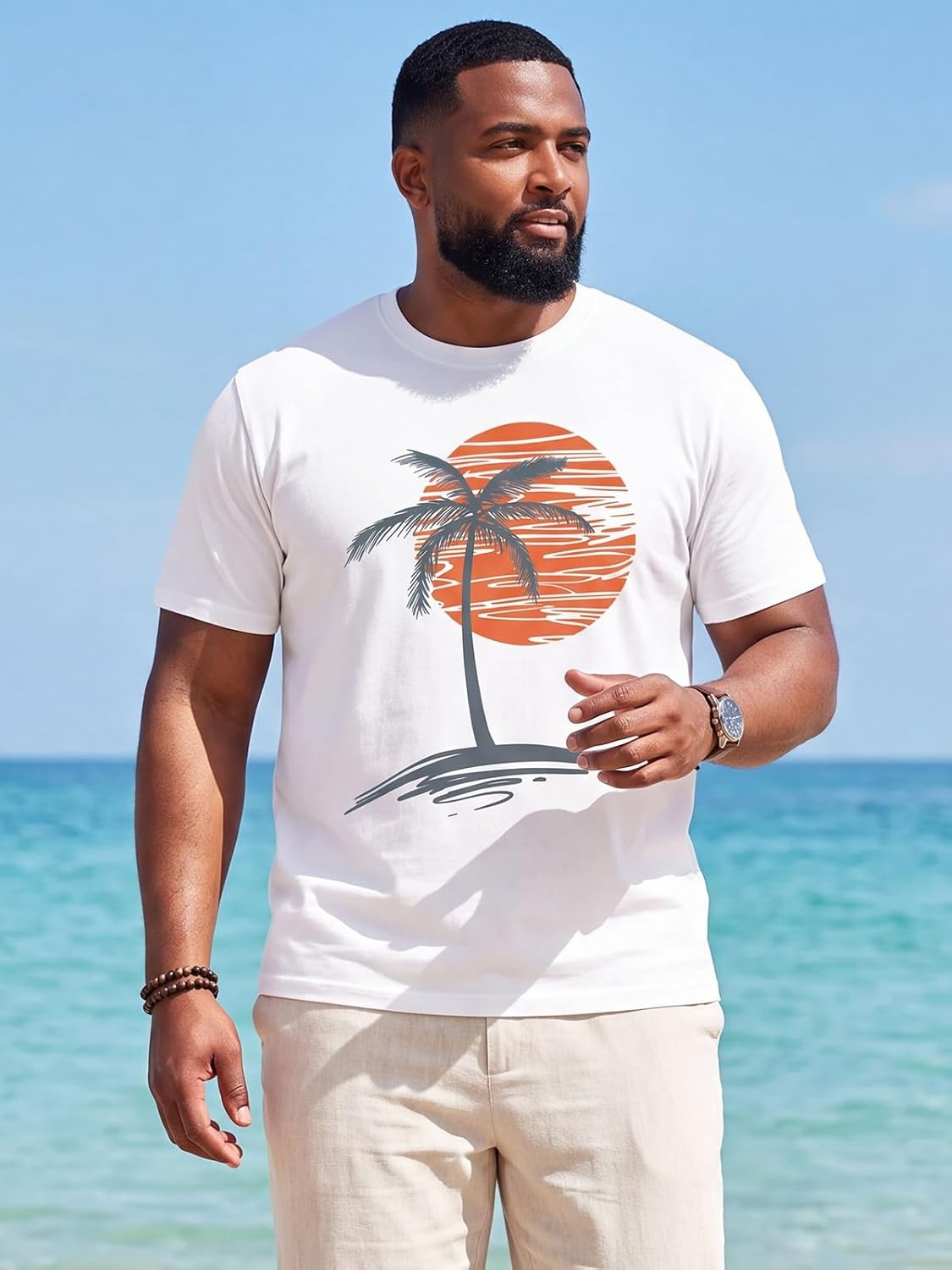 image:imageRuncati Mens Big and Tall Short Sleeve Shirts Graphic Palm Tree TShirt 3xlt5xltPlus SizeCrewneckSummerBeachHawaiian Vintage TeesSkin FriendlyDurableWhite
