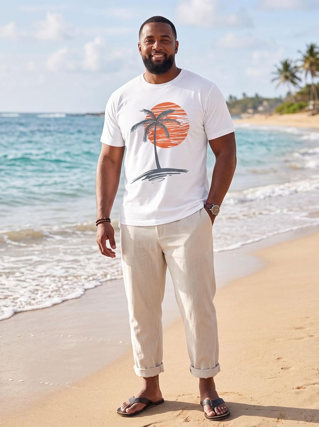 image:imageRuncati Mens Big and Tall Short Sleeve Shirts Graphic Palm Tree TShirt 3xlt5xltPlus SizeCrewneckSummerBeachHawaiian Vintage TeesSkin FriendlyDurableWhite