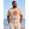 Runcati Mens Big and Tall Short Sleeve Shirts Graphic Palm Tree T-Shirt | 3xlt,5xlt,Plus Size,Crewneck,Summer,Beach,Hawaiian Vintage Tees,Skin Friendly,Durable(Khaki)