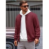 Runcati Mens Bomber Jacket Casual Lightweight Varsity Jackets Waffle Coat | Full zip, Long sleeve, Regulat fit, Warm, Chunky, Side pockets, Outwear, Fall winter clothing(Wine Red)