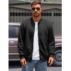 Runcati Mens Bomber Jacket Casual Lightweight Varsity Jackets Waffle Coat | Full zip, Long sleeve, Regulat fit, Warm, Chunky, Side pockets, Outwear, Fall winter clothing(Black)