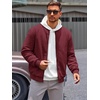 Runcati Mens Bomber Jacket Casual Lightweight Varsity Jackets Waffle Coat | Full zip, Long sleeve, Regulat fit, Warm, Chunky, Side pockets, Outwear, Fall winter clothing(Wine Red)