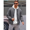 Runcati Mens Bomber Jacket Casual Lightweight Varsity Jackets Waffle Coat | Full zip, Long sleeve, Regulat fit, Warm, Chunky, Side pockets, Outwear, Fall winter clothing(Dark Gray)