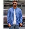 Runcati Mens Bomber Jacket Casual Lightweight Varsity Jackets Waffle Coat | Full zip, Long sleeve, Regulat fit, Warm, Chunky, Side pockets, Outwear, Fall winter clothing(Blue)
