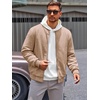 Runcati Mens Bomber Jacket Casual Lightweight Varsity Jackets Waffle Coat | Full zip, Long sleeve, Regulat fit, Warm, Chunky, Side pockets, Outwear, Fall winter clothing(Khaki)