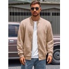 Runcati Mens Bomber Jacket Casual Lightweight Varsity Jackets Waffle Coat | Full zip, Long sleeve, Regulat fit, Warm, Chunky, Side pockets, Outwear, Fall winter clothing(Khaki)