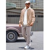 Runcati Mens Bomber Jacket Casual Lightweight Varsity Jackets Waffle Coat | Full zip, Long sleeve, Regulat fit, Warm, Chunky, Side pockets, Outwear, Fall winter clothing(Khaki)