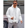 Runcati Mens Bomber Jacket Casual Lightweight Varsity Jackets Waffle Coat | Full zip, Long sleeve, Regulat fit, Warm, Chunky, Side pockets, Outwear, Fall winter clothing(White)