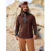 Runcati Mens Medieval Pirate Shirt Lace Up Faux Leather Viking Costume Tops | 100% Cotton Renaissance Shirts, Long Sleeve, Halloween Cosplay Clothing, Renfaire Outfit Men(Brown)