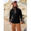 Runcati Mens Medieval Pirate Shirt Lace Up Faux Leather Viking Costume Tops | 100% Cotton Renaissance Shirts, Long Sleeve, Halloween Cosplay Clothing, Renfaire Outfit Men(Black)