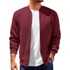 Runcati Mens Bomber Jacket Casual Lightweight Varsity Jackets Waffle Coat | Full zip, Long sleeve, Regulat fit, Warm, Chunky, Side pockets, Outwear, Fall winter clothing(Wine Red)