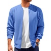 Runcati Mens Bomber Jacket Casual Lightweight Varsity Jackets Waffle Coat | Full zip, Long sleeve, Regulat fit, Warm, Chunky, Side pockets, Outwear, Fall winter clothing(Blue)