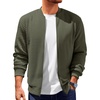 Runcati Mens Bomber Jacket Casual Lightweight Varsity Jackets Waffle Coat | Full zip, Long sleeve, Regulat fit, Warm, Chunky, Side pockets, Outwear, Fall winter clothing(Army Green)