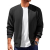 Runcati Mens Bomber Jacket Casual Lightweight Varsity Jackets Waffle Coat | Full zip, Long sleeve, Regulat fit, Warm, Chunky, Side pockets, Outwear, Fall winter clothing(Black)