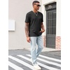Runcati Men’s Casual T-Shirts Short Sleeve | Crew Neck, Summer, Stretchy Shirt, Textured Jacquard Tops(Black)