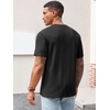 Runcati Men’s Casual T-Shirts Short Sleeve | Crew Neck, Summer, Stretchy Shirt, Textured Jacquard Tops(Black)