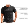 Runcati Men’s Casual T-Shirts Short Sleeve | Crew Neck, Summer, Stretchy Shirt, Textured Jacquard Tops(Black)