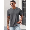 Runcati Men’s Casual T-Shirts Short Sleeve | Crew Neck, Summer, Stretchy Shirt, Textured Jacquard Tops(Dark Grey)