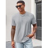 Runcati Men’s Casual T-Shirts Short Sleeve | Crew Neck, Summer, Stretchy Shirt, Textured Jacquard Tops(Grey)