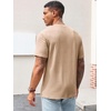 Runcati Men’s Casual T-Shirts Short Sleeve | Crew Neck, Summer, Stretchy Shirt, Textured Jacquard Tops(Light Khaki)