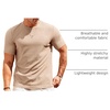 Runcati Men’s Casual T-Shirts Short Sleeve | Crew Neck, Summer, Stretchy Shirt, Textured Jacquard Tops(Light Khaki)
