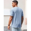 Runcati Men’s Casual T-Shirts Short Sleeve | Crew Neck, Summer, Stretchy Shirt, Textured Jacquard Tops(Sky Blue)