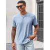 Runcati Men’s Casual T-Shirts Short Sleeve | Crew Neck, Summer, Stretchy Shirt, Textured Jacquard Tops(Sky Blue)