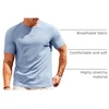 Runcati Men’s Casual T-Shirts Short Sleeve | Crew Neck, Summer, Stretchy Shirt, Textured Jacquard Tops(Sky Blue)