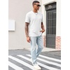 Runcati Men’s Casual T-Shirts Short Sleeve | Crew Neck, Summer, Stretchy Shirt, Textured Jacquard Tops(White)