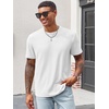 Runcati Men’s Casual T-Shirts Short Sleeve | Crew Neck, Summer, Stretchy Shirt, Textured Jacquard Tops(White)