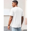 Runcati Men’s Casual T-Shirts Short Sleeve | Crew Neck, Summer, Stretchy Shirt, Textured Jacquard Tops(White)