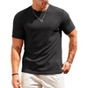 Runcati Men’s Casual T-Shirts Short Sleeve | Crew Neck, Summer, Stretchy Shirt, Textured Jacquard Tops(Black)