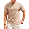 Runcati Men’s Casual T-Shirts Short Sleeve | Crew Neck, Summer, Stretchy Shirt, Textured Jacquard Tops(Light Khaki)