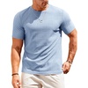 Runcati Men’s Casual T-Shirts Short Sleeve | Crew Neck, Summer, Stretchy Shirt, Textured Jacquard Tops(Sky Blue)