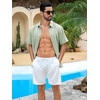 Runcati Mens Short Sleeve Guayabera Shirts Cuban Button Down Casual Shirt | Summer Vacation Wedding Embroidered Linen Tops(Olive Green)