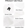 Runcati Mens Short Sleeve Guayabera Shirts Cuban Button Down Casual Shirt | Summer Vacation Wedding Embroidered Linen Tops(White)