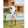 Runcati Mens Hawaiian Button Down Shirts Short Sleeve Tropical Shirt Graphic Palm Tree Printed Summer Beach Tops(Black)