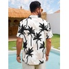Runcati Mens Hawaiian Button Down Shirts Short Sleeve Tropical Shirt Graphic Palm Tree Printed Summer Beach Tops(Black)