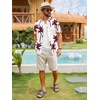 Runcati Mens Hawaiian Button Down Shirts Short Sleeve Tropical Shirt Graphic Palm Tree Printed Summer Beach Tops(Burgundy)