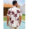 Runcati Mens Hawaiian Button Down Shirts Short Sleeve Tropical Shirt Graphic Palm Tree Printed Summer Beach Tops(Burgundy)