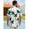 Runcati Mens Hawaiian Button Down Shirts Short Sleeve Tropical Shirt Graphic Palm Tree Printed Summer Beach Tops(Dark Green)