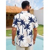 Runcati Mens Hawaiian Button Down Shirts Short Sleeve Tropical Shirt Graphic Palm Tree Printed Summer Beach Tops(Navy)