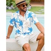Runcati Mens Hawaiian Button Down Shirts Short Sleeve Tropical Shirt Graphic Palm Tree Printed Summer Beach Tops(Sky Blue)
