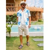 Runcati Mens Hawaiian Button Down Shirts Short Sleeve Tropical Shirt Graphic Palm Tree Printed Summer Beach Tops(Sky Blue)