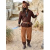 Runcati Mens Medieval Pirate Shirt Lace Up Faux Leather Viking Costume Tops(Brown)