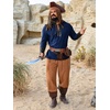 Runcati Mens Medieval Pirate Shirt Lace Up Faux Leather Viking Costume Tops(Navy)